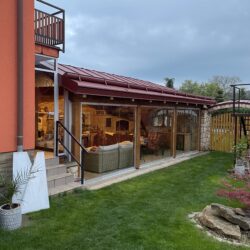 zasklení pergoly bezrámové stříbrné