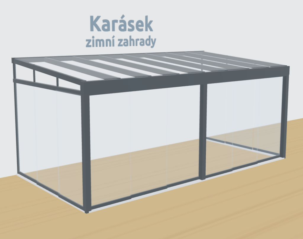 Bezrámové zasklení zimní zahrady Karásek pro maximální vizuální propustnost a moderní design.